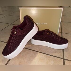 Michael Kors Burgundy Sneakers with Rhinestones